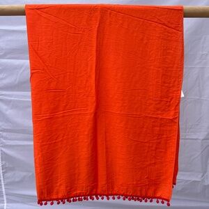 Sarong/Coverup/Canga - Orange w/Red Poms